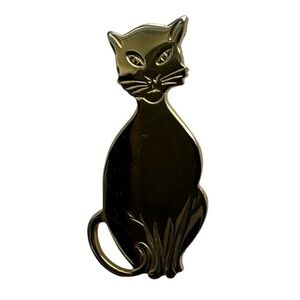 Cat Kitty Gold Tone Pin Brooch Vintage Jewellery Decorative